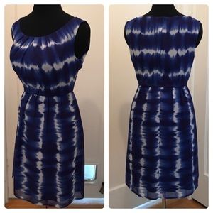 Watercolor Print Blue & White Chiffon Summer Dress